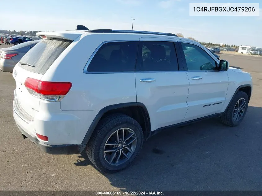 2018 Jeep Grand Cherokee Limited 4X4 VIN: 1C4RJFBGXJC479206 Lot: 40665169