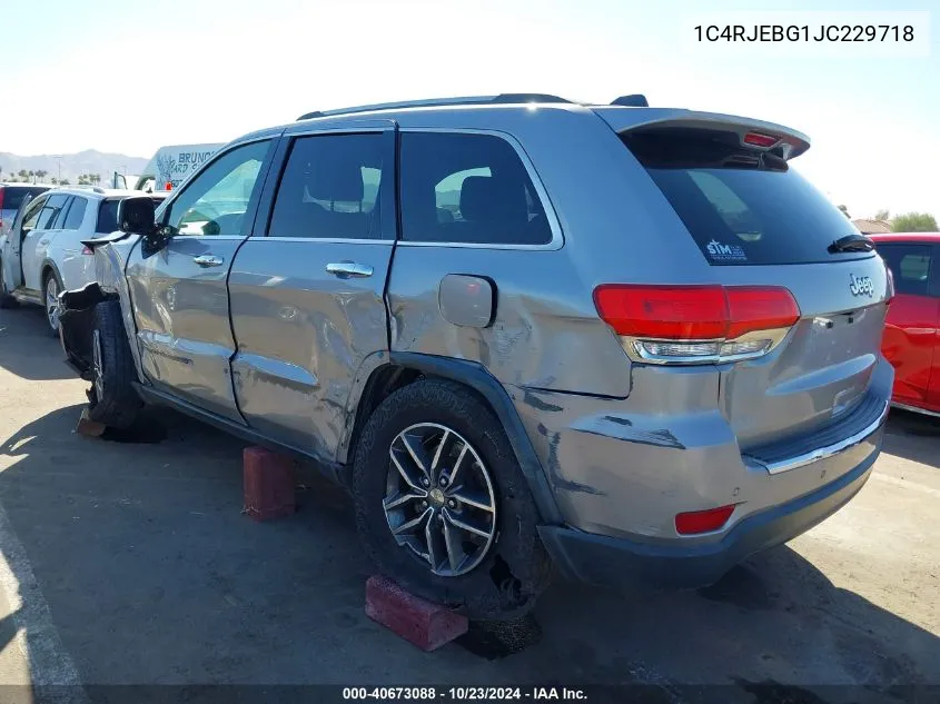 2018 Jeep Grand Cherokee Limited 4X2 VIN: 1C4RJEBG1JC229718 Lot: 40673088