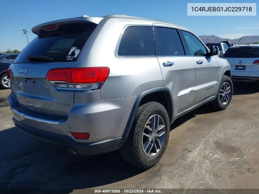 2018 Jeep Grand Cherokee Limited 4X2 VIN: 1C4RJEBG1JC229718 Lot: 40673088