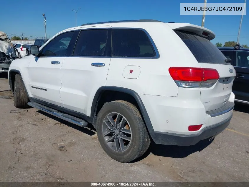 2018 Jeep Grand Cherokee Limited 4X2 VIN: 1C4RJEBG7JC472109 Lot: 40674980