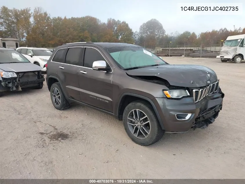 2018 Jeep Grand Cherokee Limited 4X2 VIN: 1C4RJECG1JC402735 Lot: 40703076