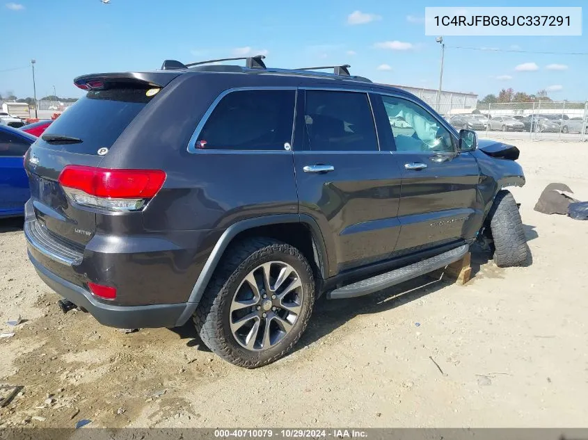 2018 Jeep Grand Cherokee Limited 4X4 VIN: 1C4RJFBG8JC337291 Lot: 40710079