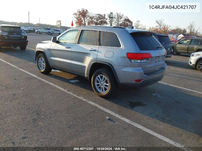 2018 Jeep Grand Cherokee Laredo E 4X4 VIN: 1C4RJFAG4JC421707 Lot: 40712207