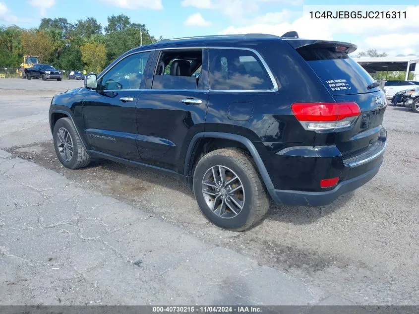 2018 Jeep Grand Cherokee Limited 4X2 VIN: 1C4RJEBG5JC216311 Lot: 40730215