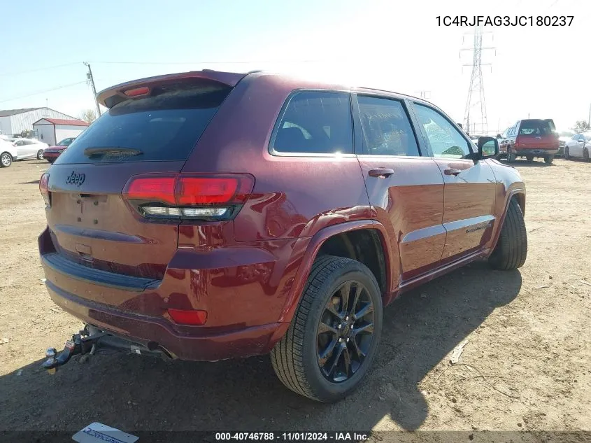 2018 Jeep Grand Cherokee Altitude 4X4 VIN: 1C4RJFAG3JC180237 Lot: 40746788