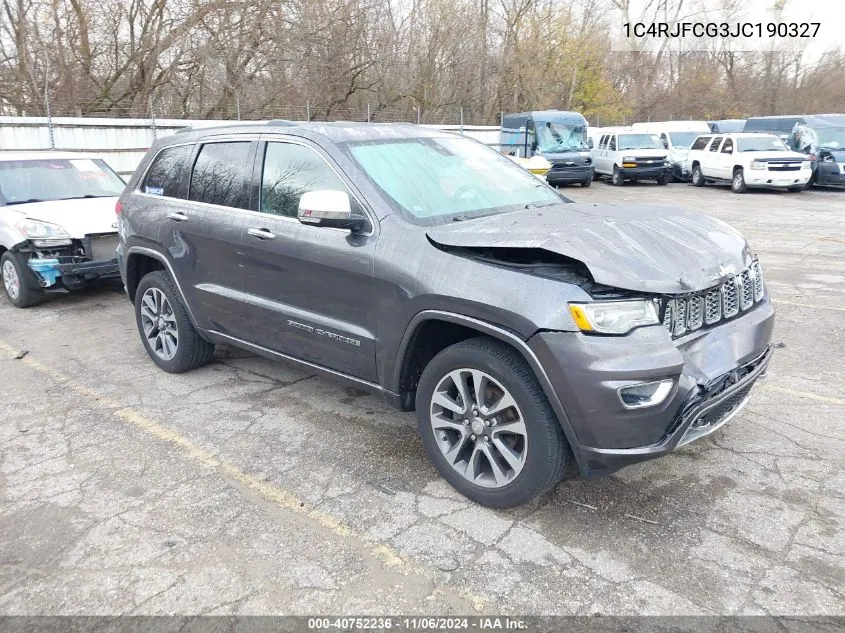 2018 Jeep Grand Cherokee Overland 4X4 VIN: 1C4RJFCG3JC190327 Lot: 40752236