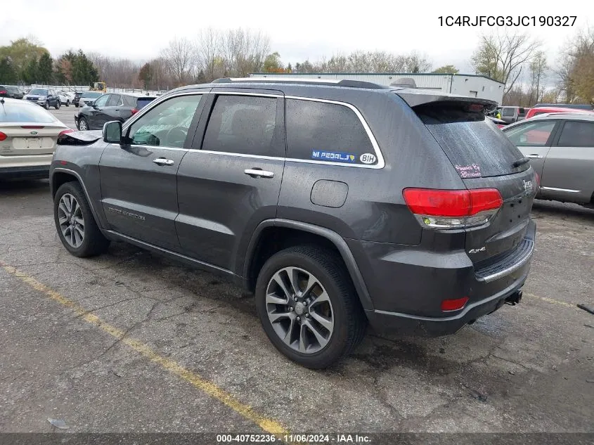 2018 Jeep Grand Cherokee Overland 4X4 VIN: 1C4RJFCG3JC190327 Lot: 40752236