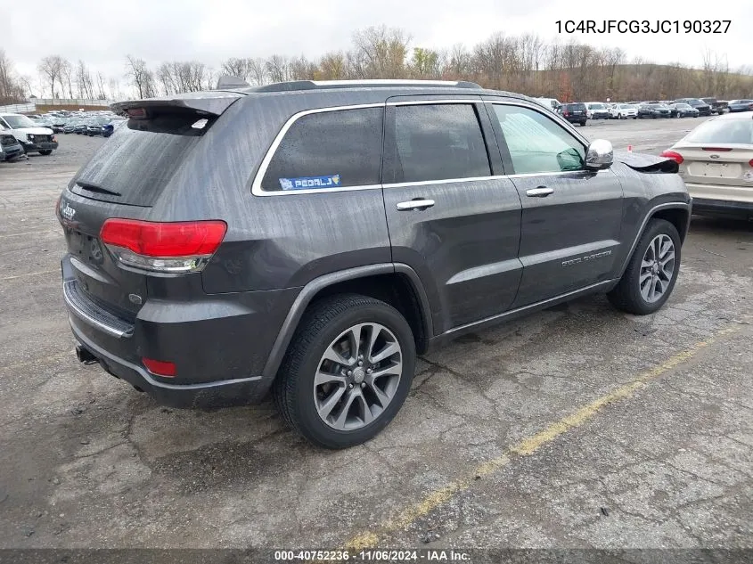 2018 Jeep Grand Cherokee Overland 4X4 VIN: 1C4RJFCG3JC190327 Lot: 40752236