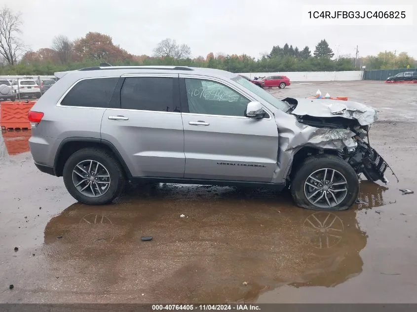 2018 Jeep Grand Cherokee Limited 4X4 VIN: 1C4RJFBG3JC406825 Lot: 40764405