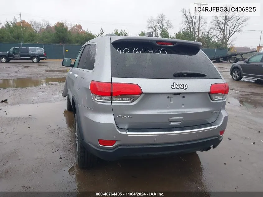 2018 Jeep Grand Cherokee Limited 4X4 VIN: 1C4RJFBG3JC406825 Lot: 40764405