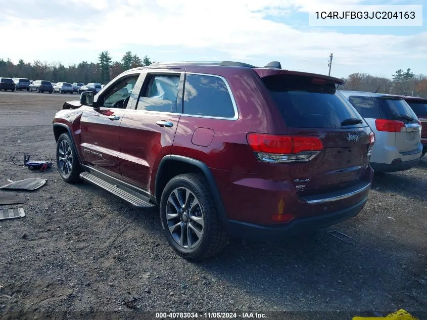 2018 Jeep Grand Cherokee Limited 4X4 VIN: 1C4RJFBG3JC204163 Lot: 40783034