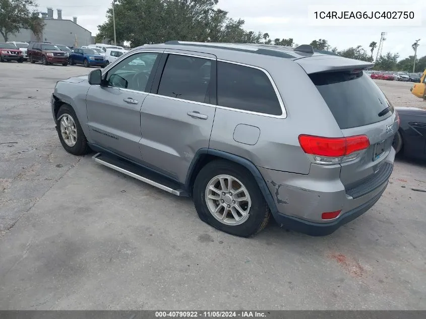 2018 Jeep Grand Cherokee Laredo E 4X2 VIN: 1C4RJEAG6JC402750 Lot: 40790922