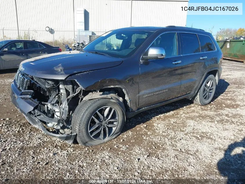 2018 Jeep Grand Cherokee Limited 4X4 VIN: 1C4RJFBG4JC167026 Lot: 40805137