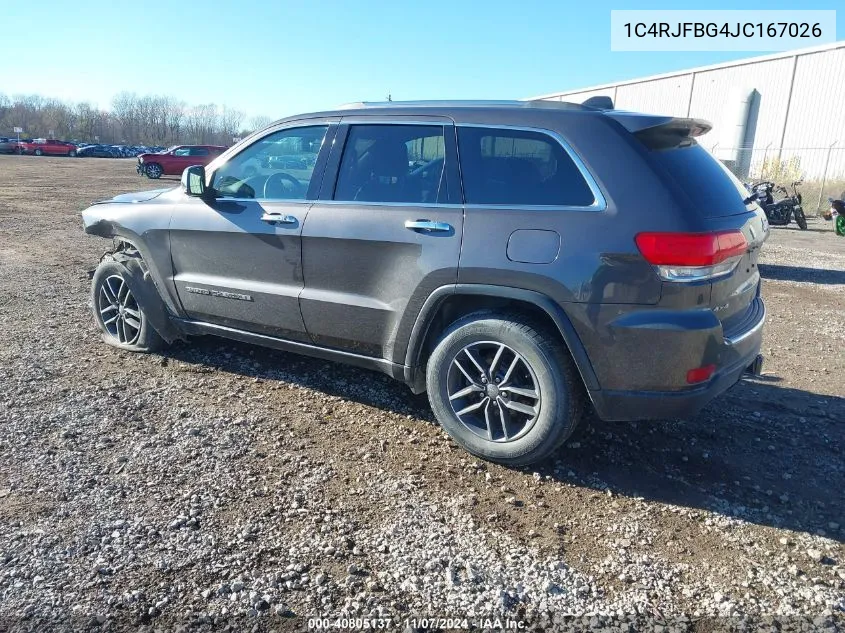 2018 Jeep Grand Cherokee Limited 4X4 VIN: 1C4RJFBG4JC167026 Lot: 40805137