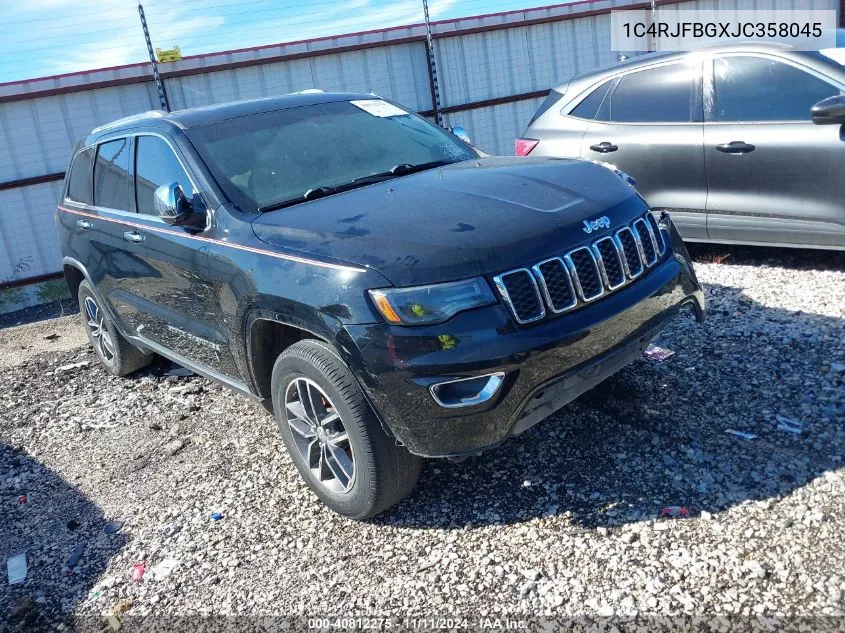 2018 Jeep Grand Cherokee Limited 4X4 VIN: 1C4RJFBGXJC358045 Lot: 40812275