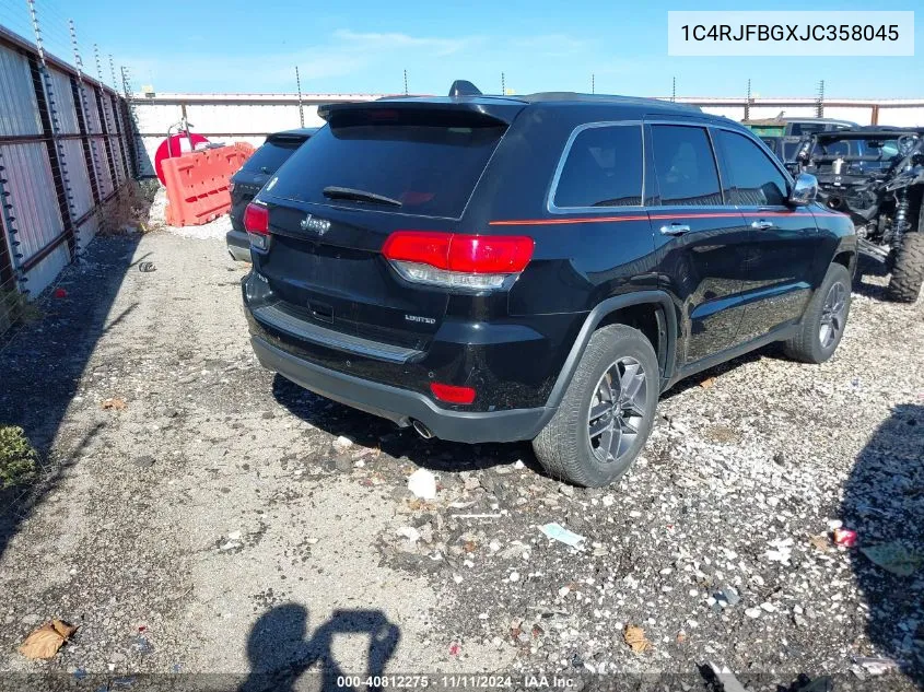 2018 Jeep Grand Cherokee Limited 4X4 VIN: 1C4RJFBGXJC358045 Lot: 40812275