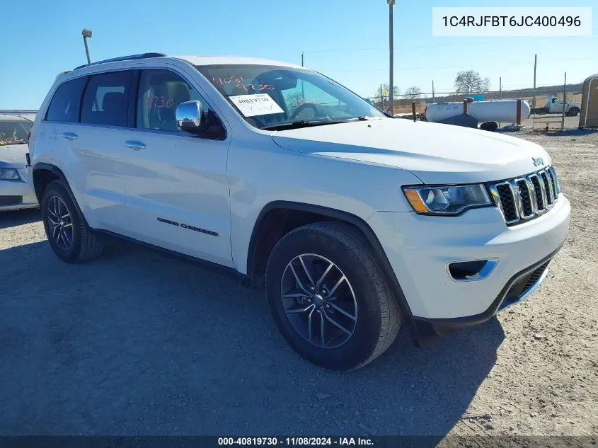 2018 Jeep Grand Cherokee Limited 4X4 VIN: 1C4RJFBT6JC400496 Lot: 40819730