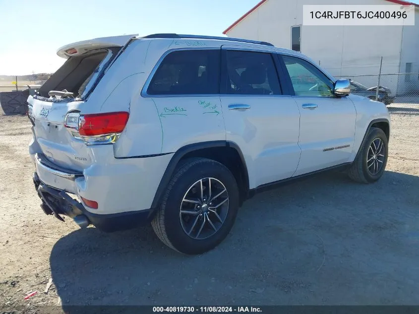 2018 Jeep Grand Cherokee Limited 4X4 VIN: 1C4RJFBT6JC400496 Lot: 40819730