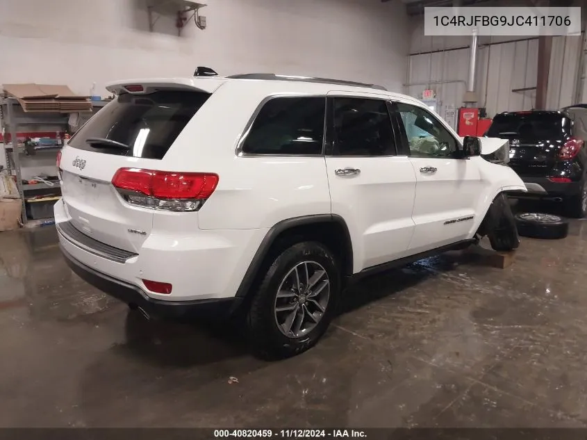 2018 Jeep Grand Cherokee Limited 4X4 VIN: 1C4RJFBG9JC411706 Lot: 40820459