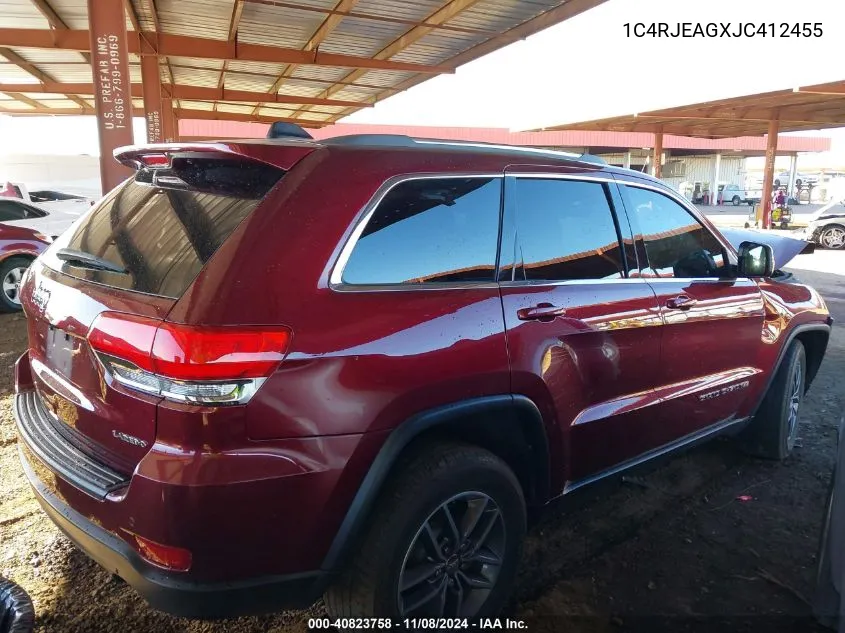 2018 Jeep Grand Cherokee Laredo E 4X2 VIN: 1C4RJEAGXJC412455 Lot: 40823758