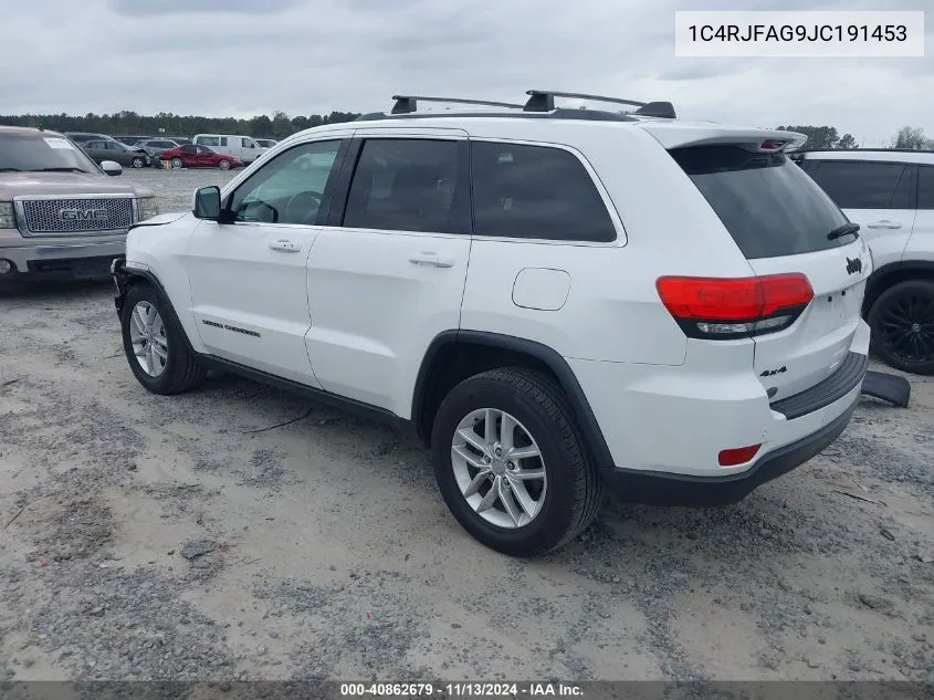 2018 Jeep Grand Cherokee Laredo E 4X4 VIN: 1C4RJFAG9JC191453 Lot: 40862679