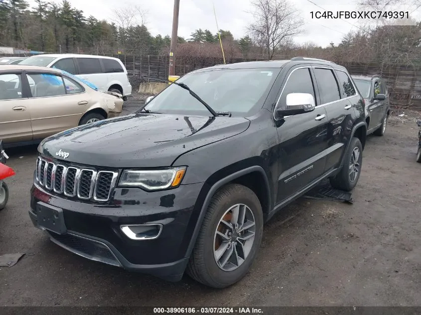 2019 Jeep Grand Cherokee Limited 4X4 VIN: 1C4RJFBGXKC749391 Lot: 38906186