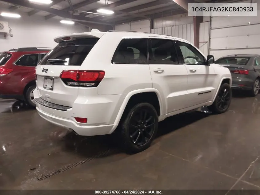 2019 Jeep Grand Cherokee Altitude 4X4 VIN: 1C4RJFAG2KC840933 Lot: 39274768