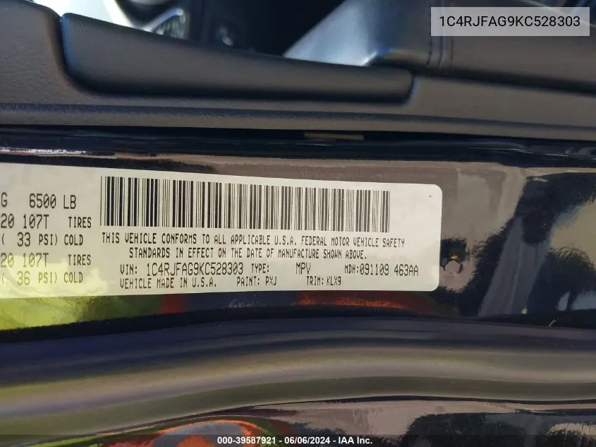 1C4RJFAG9KC528303 2019 Jeep Grand Cherokee Altitude 4X4