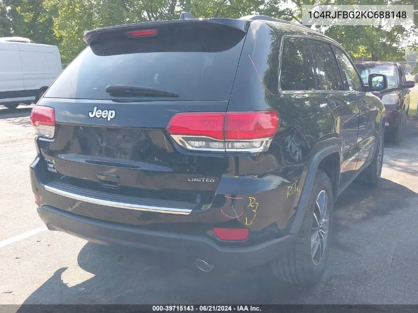 2019 Jeep Grand Cherokee Limited 4X4 VIN: 1C4RJFBG2KC688148 Lot: 39715143