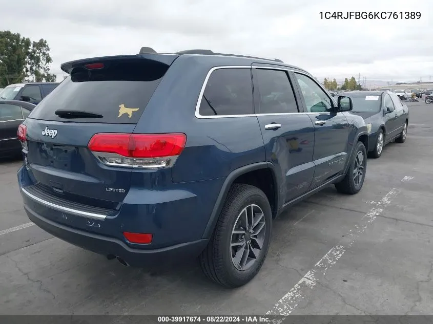 2019 Jeep Grand Cherokee Limited 4X4 VIN: 1C4RJFBG6KC761389 Lot: 39917674