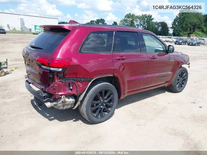 2019 Jeep Grand Cherokee Altitude 4X4 VIN: 1C4RJFAG3KC564326 Lot: 40103575