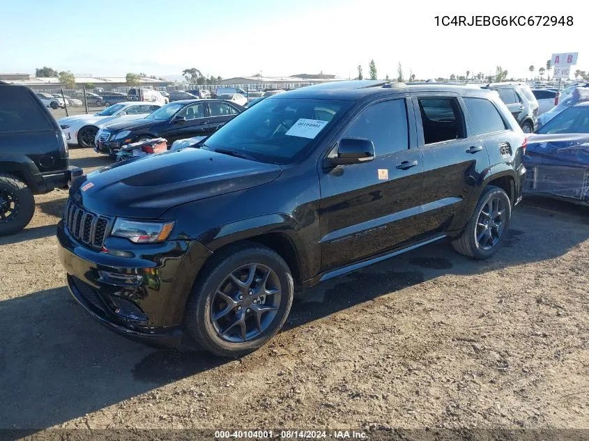 2019 Jeep Grand Cherokee Limited X 4X2 VIN: 1C4RJEBG6KC672948 Lot: 40104001