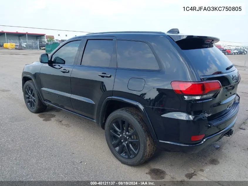 2019 Jeep Grand Cherokee Altitude 4X4 VIN: 1C4RJFAG3KC750805 Lot: 40121137