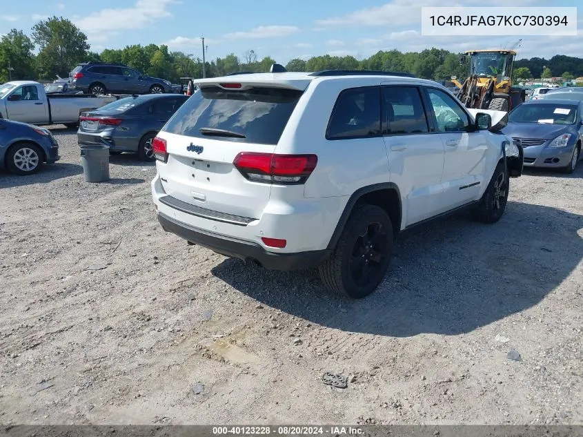 2019 Jeep Grand Cherokee Laredo VIN: 1C4RJFAG7KC730394 Lot: 40123228