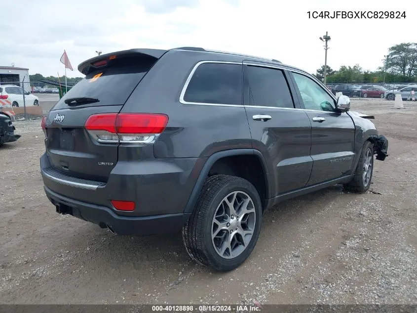 2019 Jeep Grand Cherokee Limited 4X4 VIN: 1C4RJFBGXKC829824 Lot: 40128898