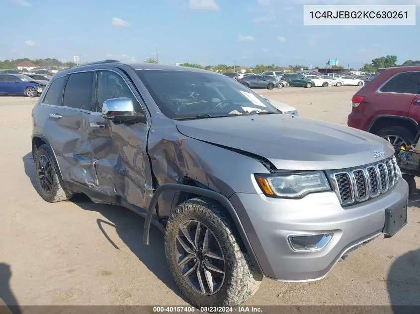 2019 Jeep Grand Cherokee Limited 4X2 VIN: 1C4RJEBG2KC630261 Lot: 40157405