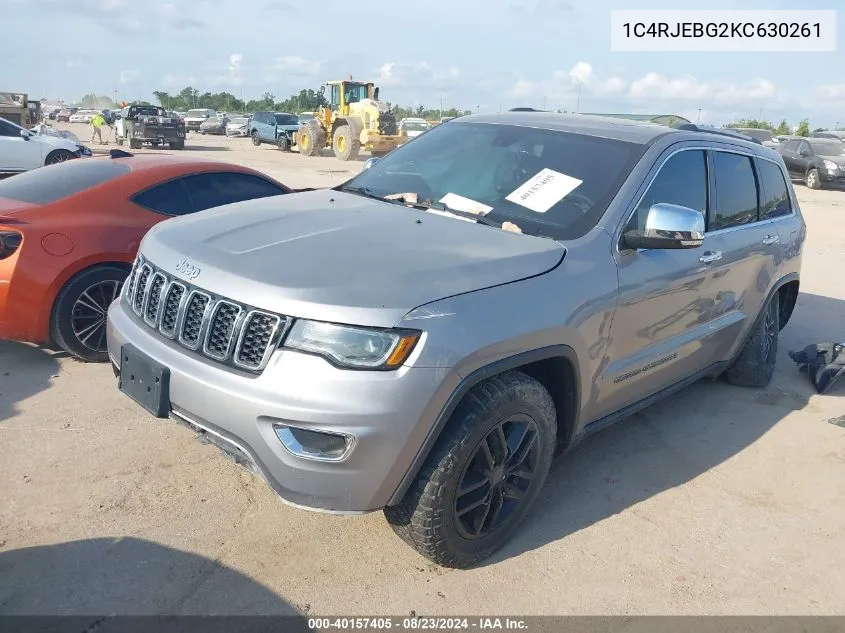 2019 Jeep Grand Cherokee Limited 4X2 VIN: 1C4RJEBG2KC630261 Lot: 40157405