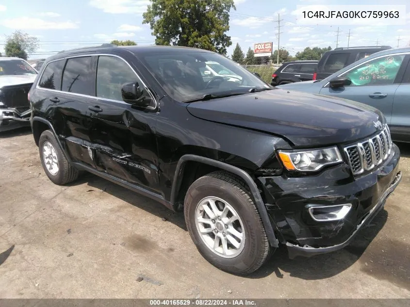 1C4RJFAG0KC759963 2019 Jeep Grand Cherokee Laredo E 4X4