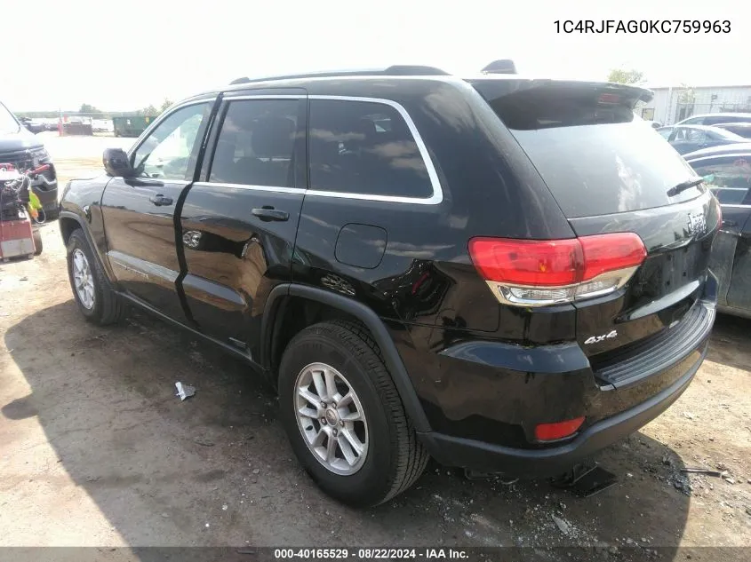 1C4RJFAG0KC759963 2019 Jeep Grand Cherokee Laredo E 4X4