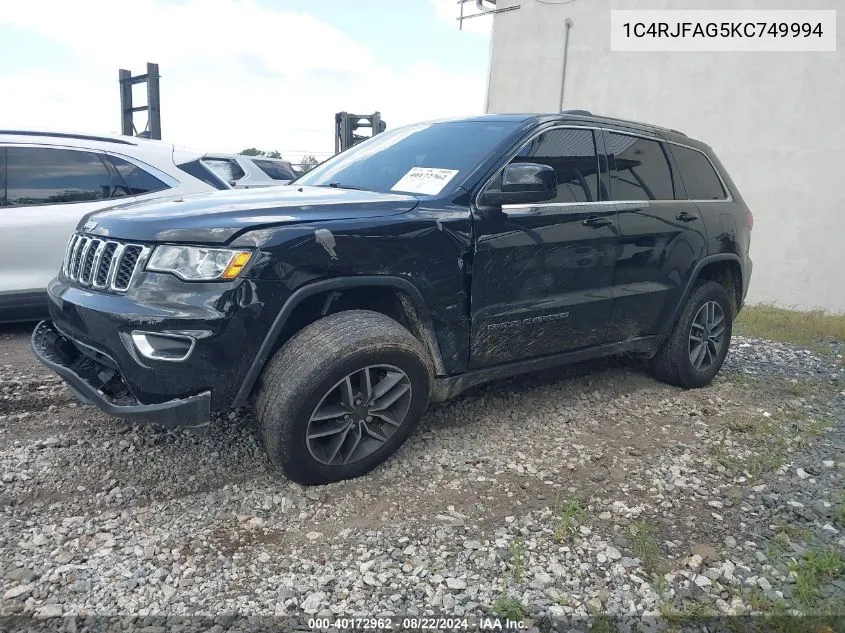 2019 Jeep Grand Cherokee Laredo E 4X4 VIN: 1C4RJFAG5KC749994 Lot: 40172962