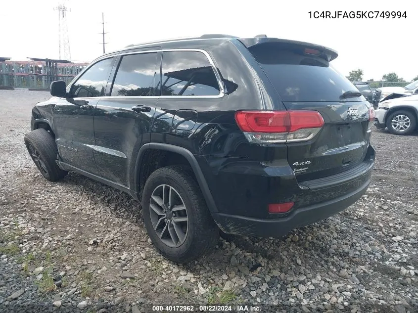 1C4RJFAG5KC749994 2019 Jeep Grand Cherokee Laredo E 4X4