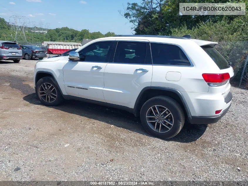 2019 Jeep Grand Cherokee Limited 4X4 VIN: 1C4RJFBG0KC620043 Lot: 40187952