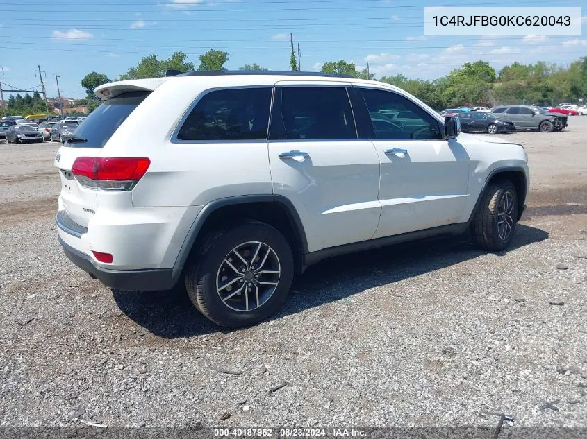 2019 Jeep Grand Cherokee Limited 4X4 VIN: 1C4RJFBG0KC620043 Lot: 40187952