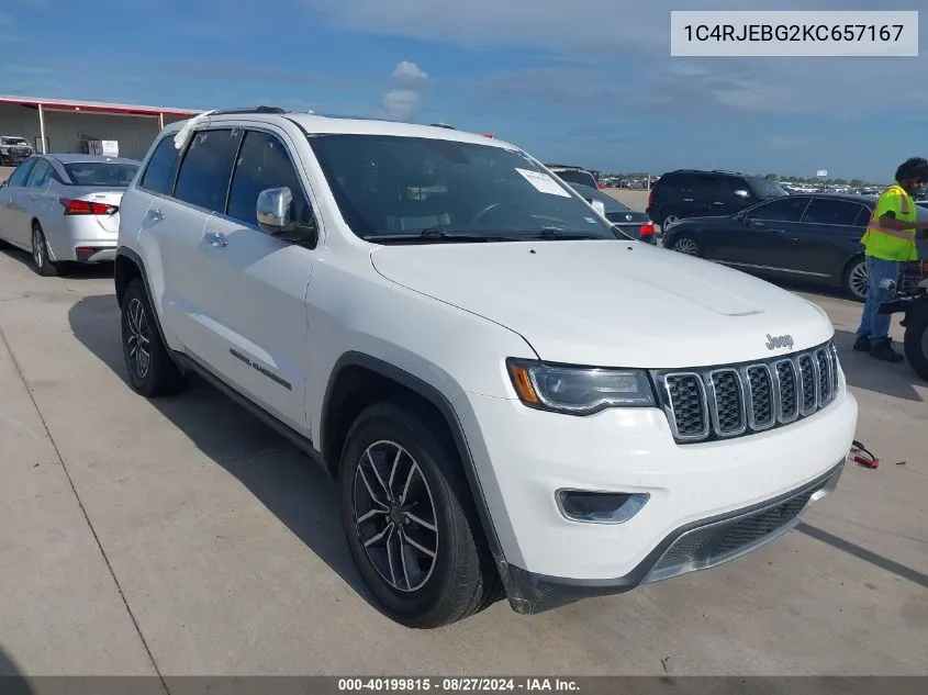 1C4RJEBG2KC657167 2019 Jeep Grand Cherokee Limited 4X2