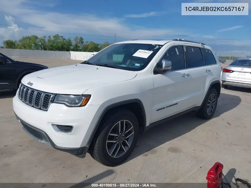 2019 Jeep Grand Cherokee Limited 4X2 VIN: 1C4RJEBG2KC657167 Lot: 40199815