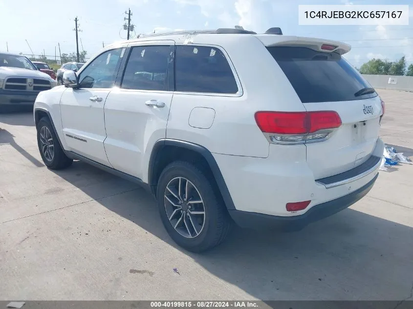 1C4RJEBG2KC657167 2019 Jeep Grand Cherokee Limited 4X2