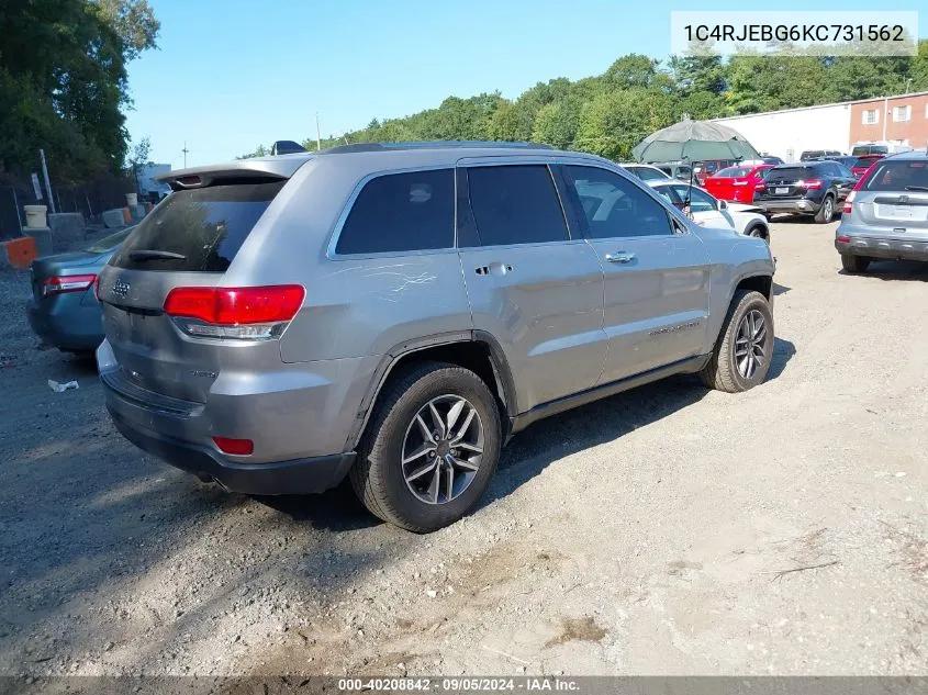 2019 Jeep Grand Cherokee Limited 4X2 VIN: 1C4RJEBG6KC731562 Lot: 40208842