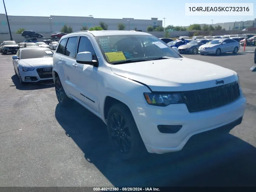 2019 Jeep Grand Cherokee Altitude 4X2 VIN: 1C4RJEAG5KC732316 Lot: 40212380