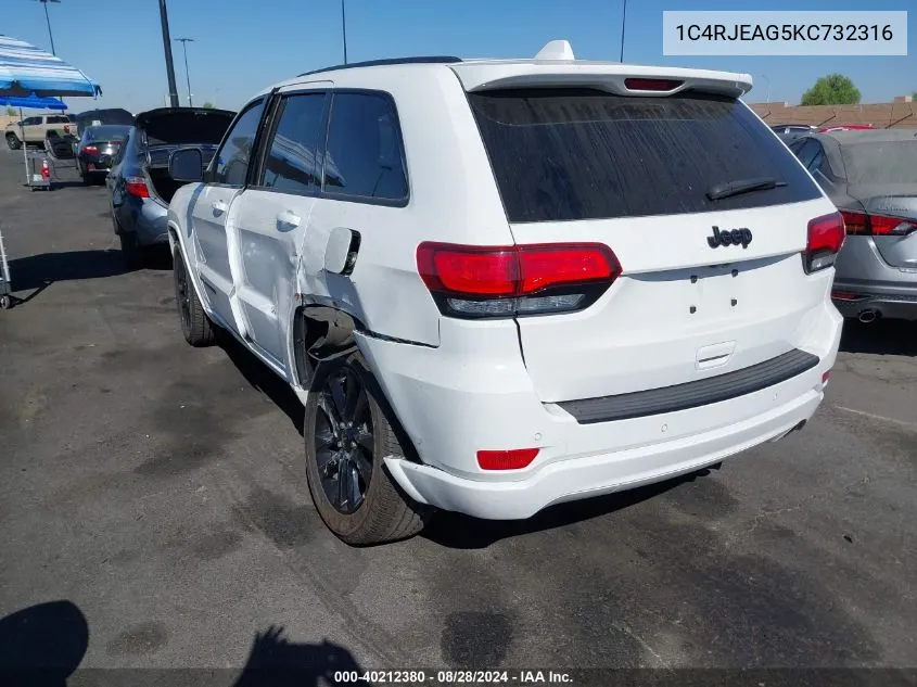 2019 Jeep Grand Cherokee Altitude 4X2 VIN: 1C4RJEAG5KC732316 Lot: 40212380