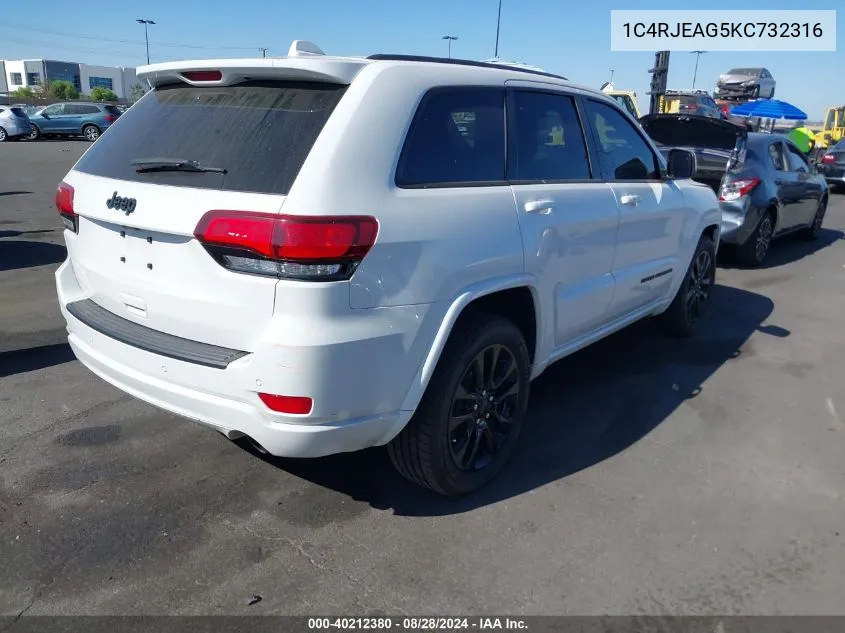 2019 Jeep Grand Cherokee Altitude 4X2 VIN: 1C4RJEAG5KC732316 Lot: 40212380